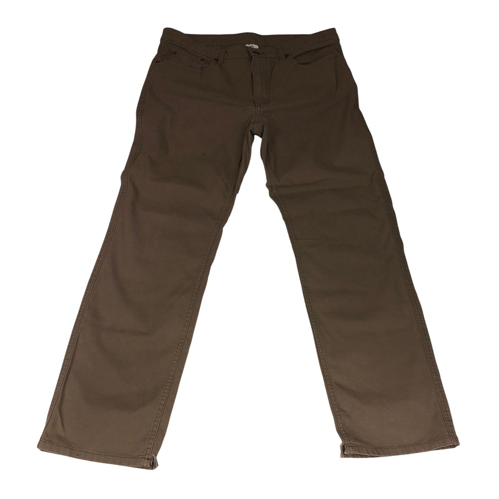 Magellan Outdoors Mens Brown Stain Release Work Pants 34W x 32L Straight Leg